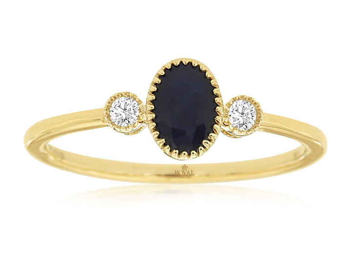 14KY Blue Sapphire and Diamond Fashion Ring