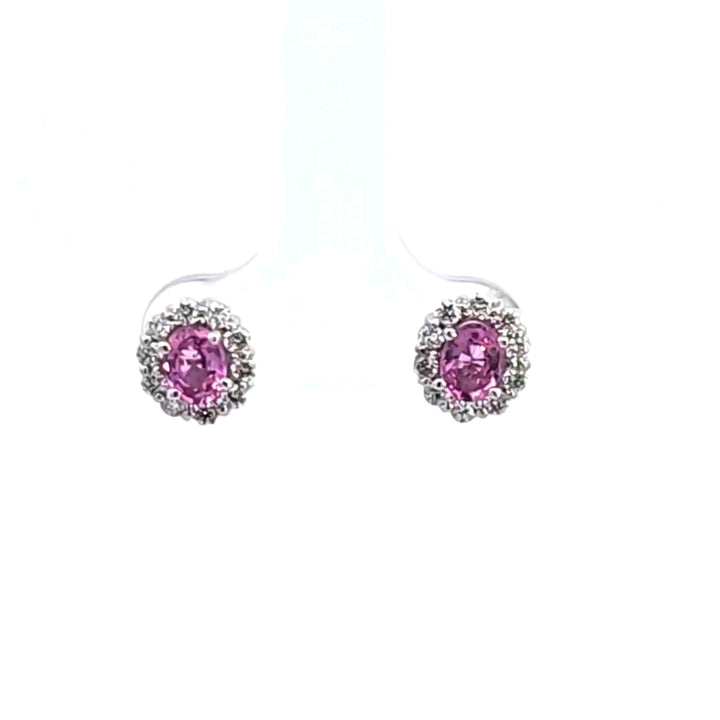 14KW Pink Sapphire and Diamond Earrings