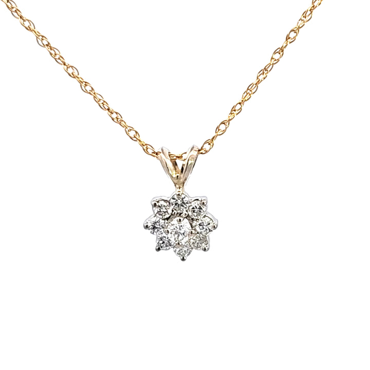 14KY Diamond Cluster Estate Pendant