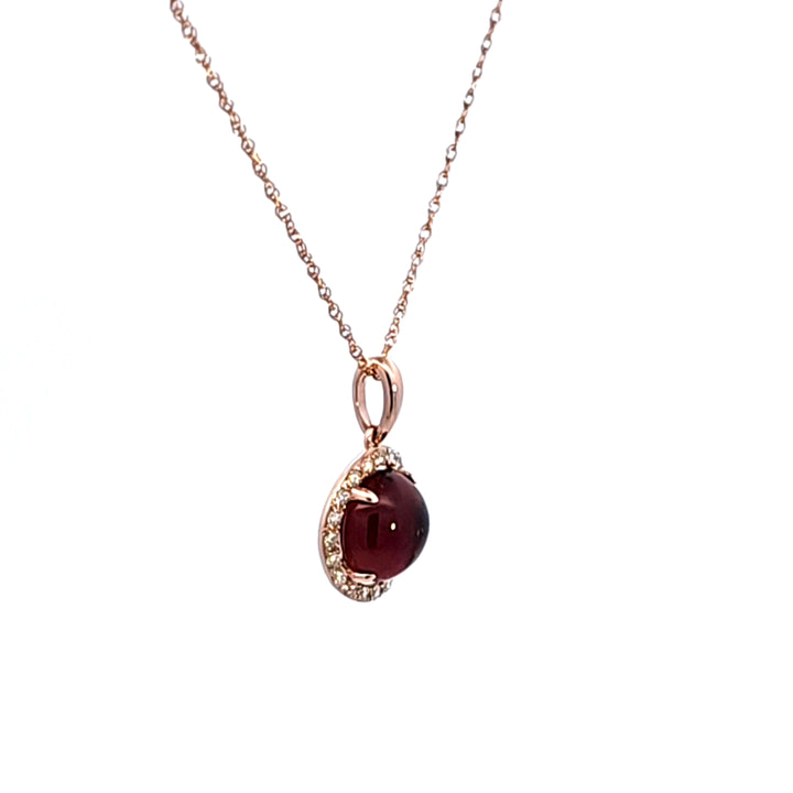 14KR Garnet and Diamond Pendant