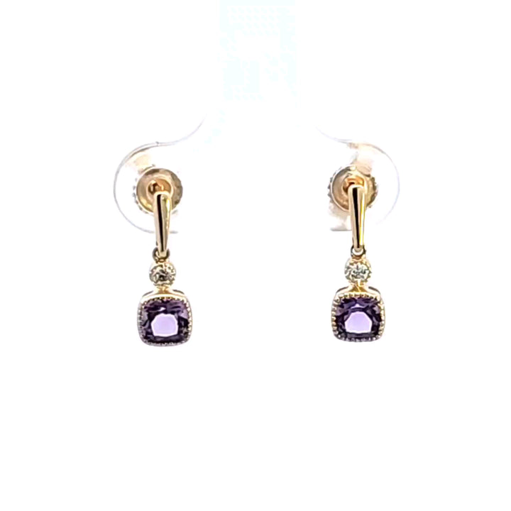 14KY Amethyst and Diamond Earrings