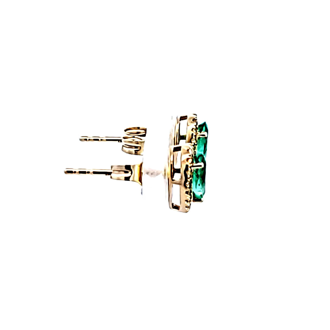 10KY Pear Emerald and Diamond Earrings