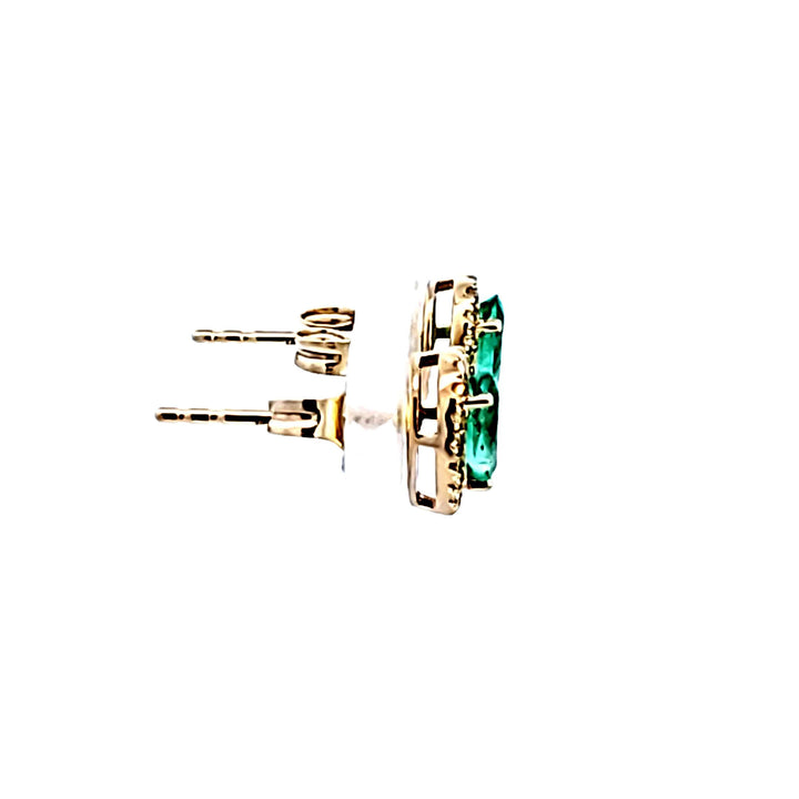 10KY Pear Emerald and Diamond Earrings