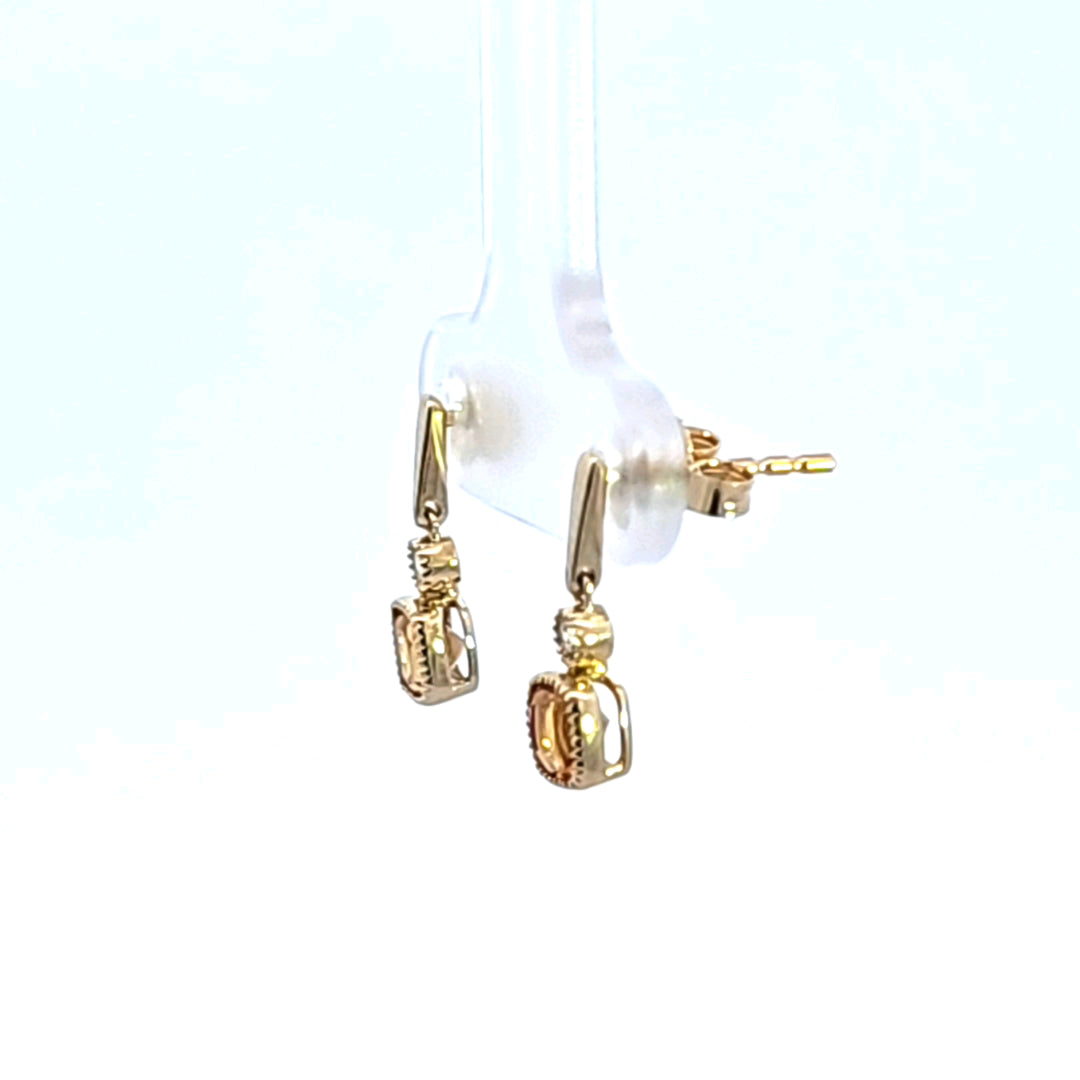 14KY Citrine and Diamond Earrings