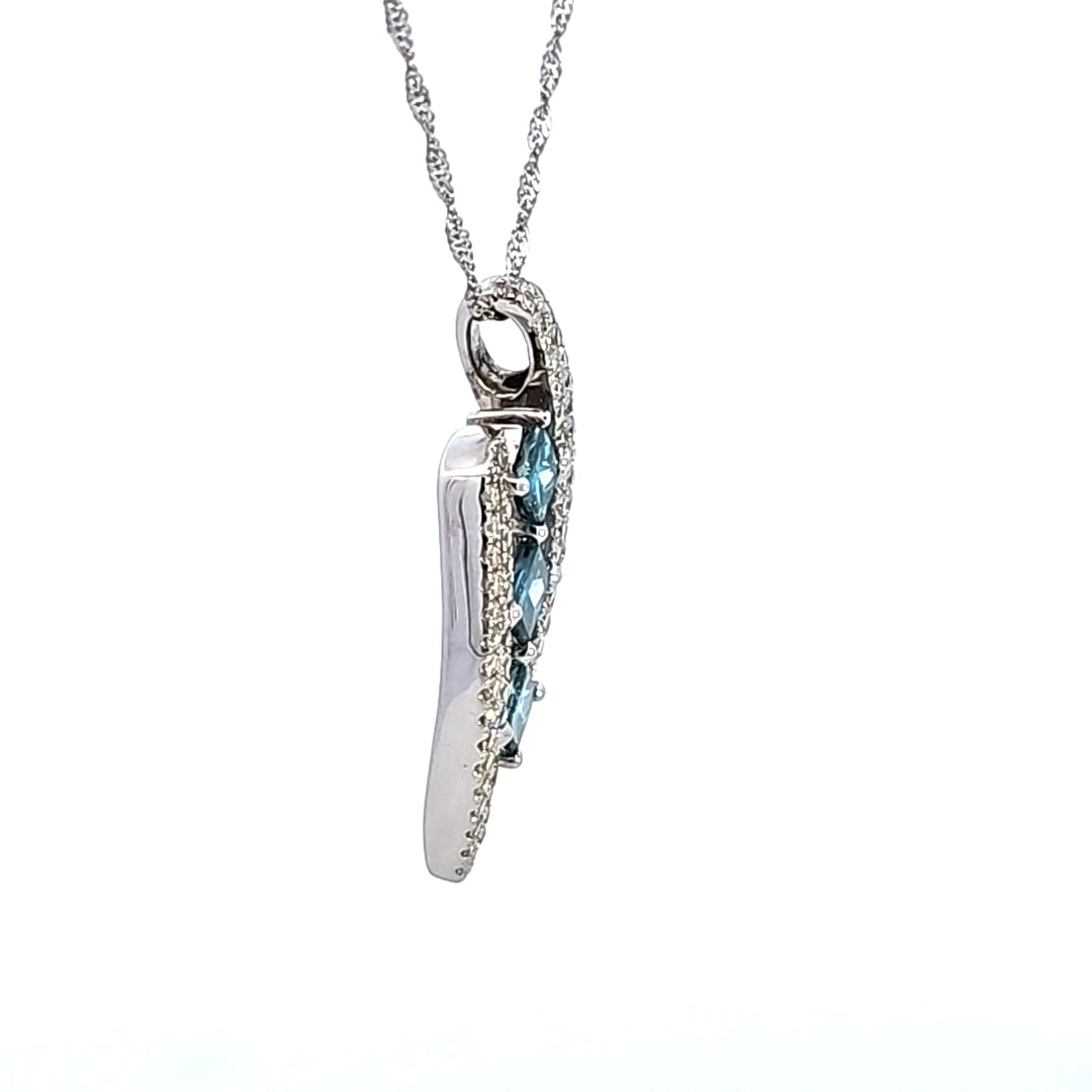 14KW Blue and White Diamond Pendant