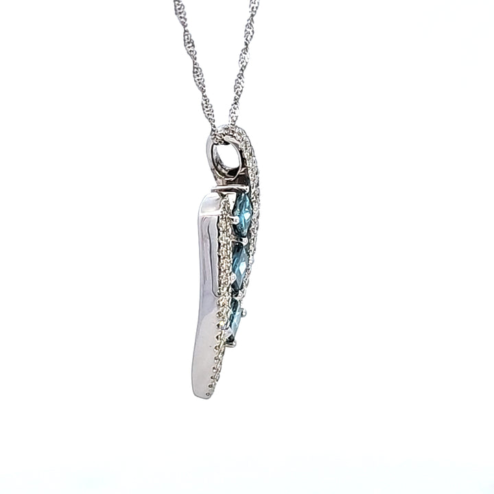 14KW Blue and White Diamond Pendant