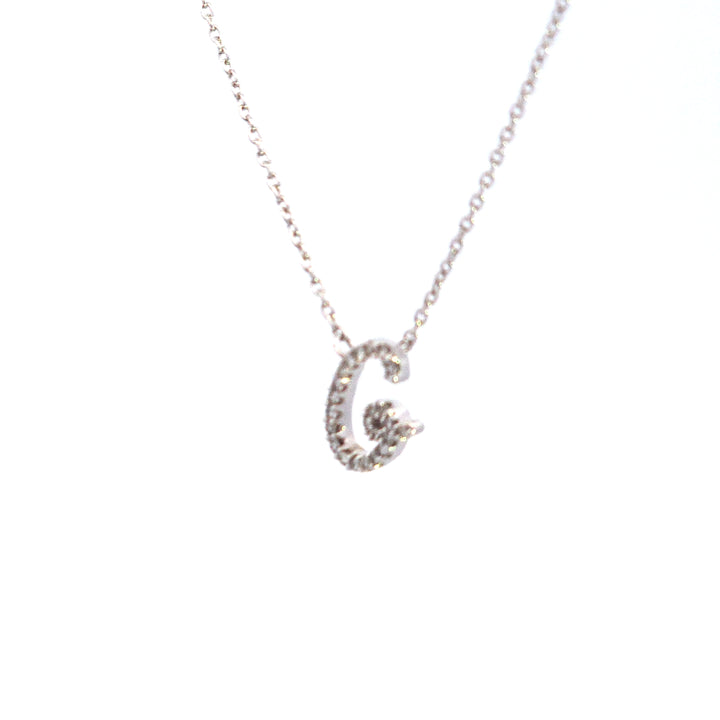 10KW Diamond Script Initial G Necklace
