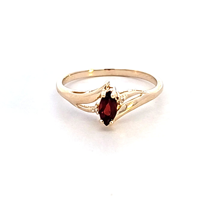 10KY Marquise Garnet and Diamond Ring