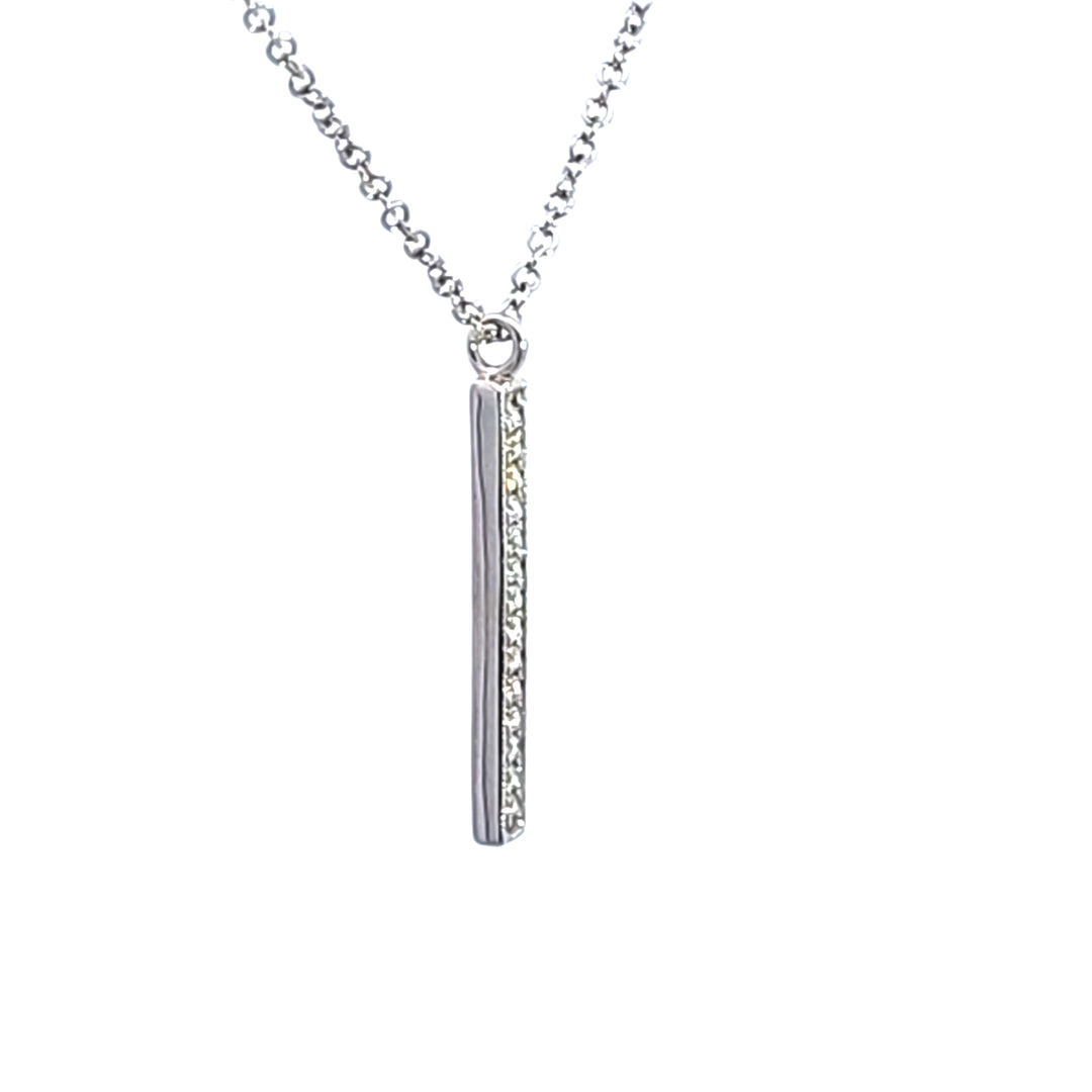 14KW Diamond Bar Pendant Necklace