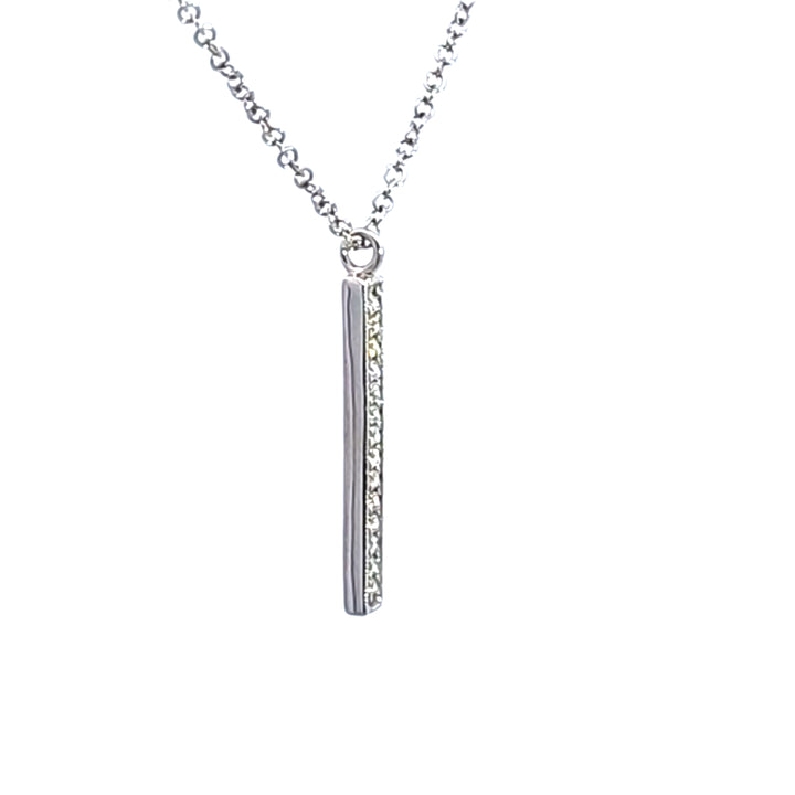 14KW Diamond Bar Pendant Necklace
