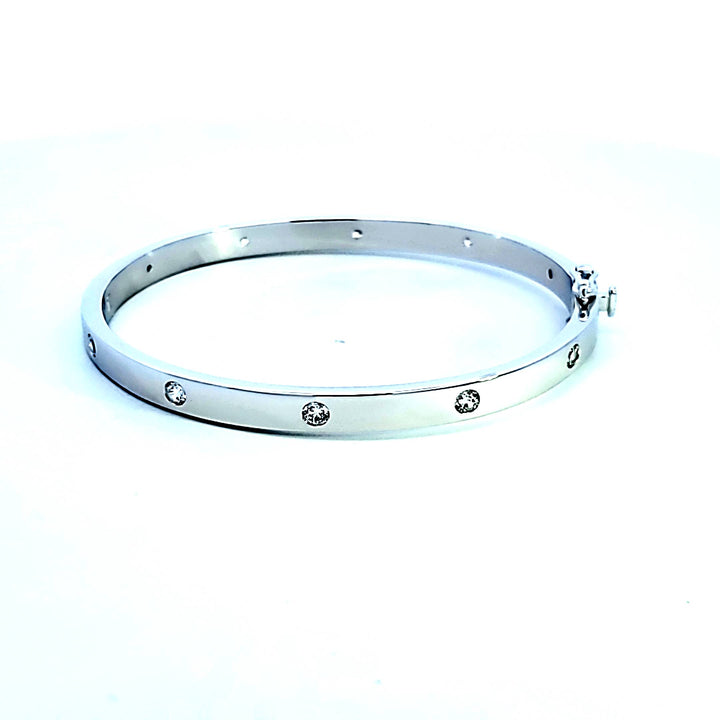 Sterling Silver and Platinum CZ Bangle Bracelet