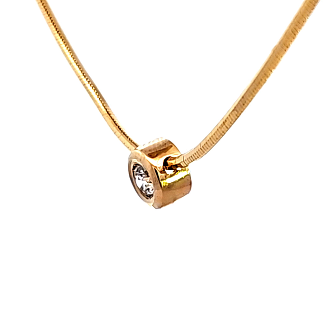 14KY Diamond Bezel Necklace