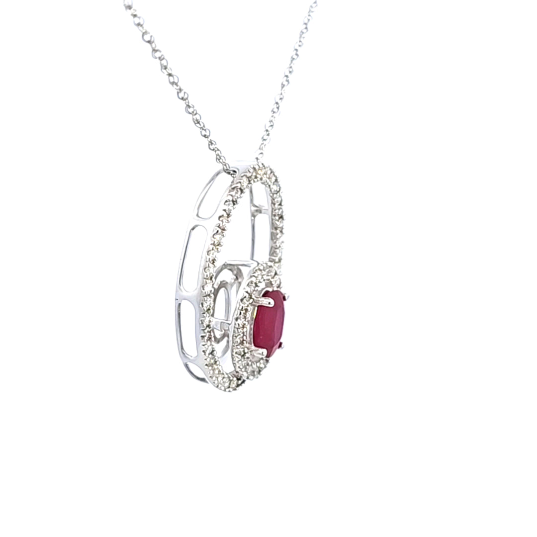 14KW Ruby and Diamond Pendant