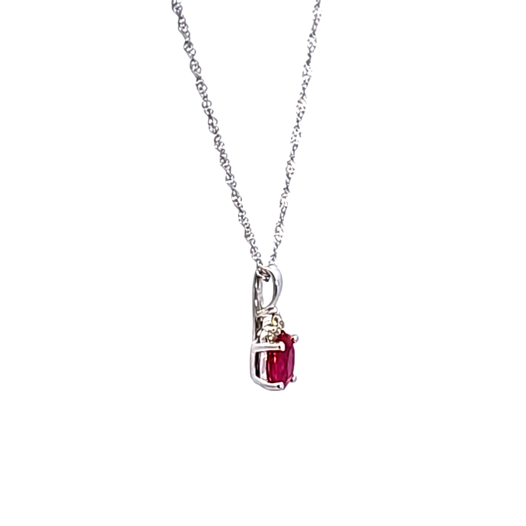 14KW Oval Ruby and Diamond Pendant