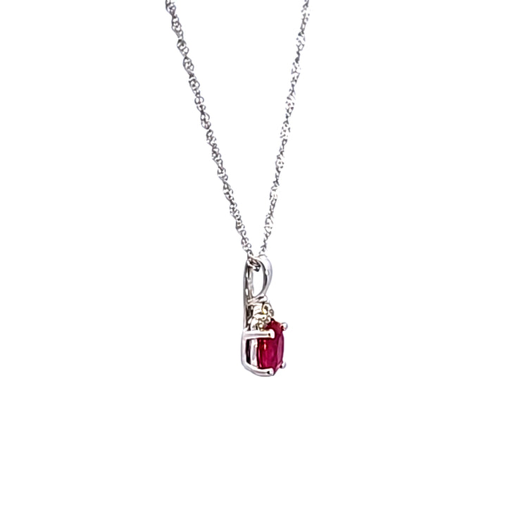 14KW Oval Ruby and Diamond Pendant