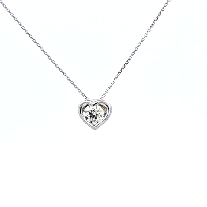 18KW Hearts On Fire Whimsical Heart Single Diamond Necklace