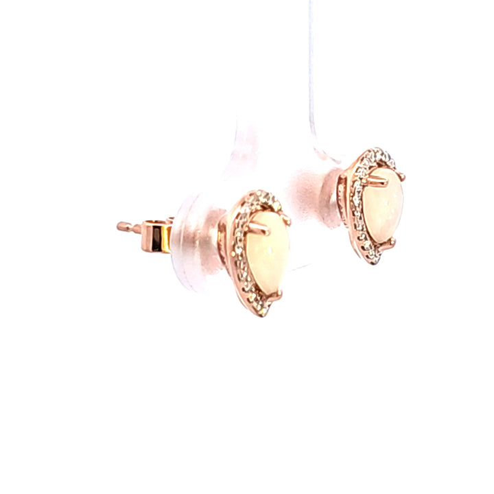 14KR Pear Opal and Diamond Earrings
