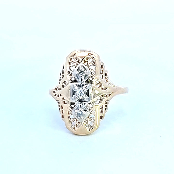 14KTT Diamond Vintage Estate Ring