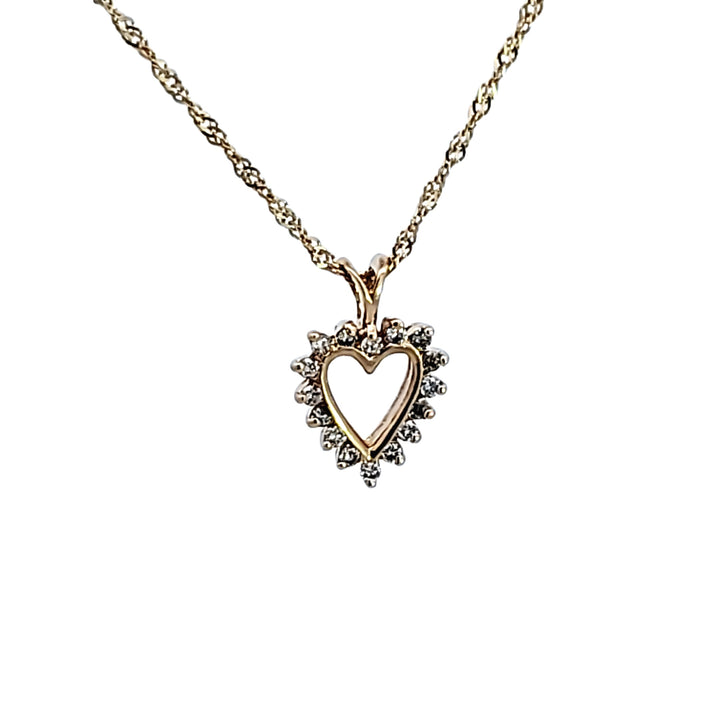 14Y Yellow Gold Diamond Heart Pendant