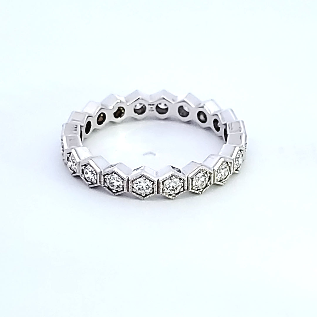 18KW Hearts on Fire "Hex Diamond Eternity" Band