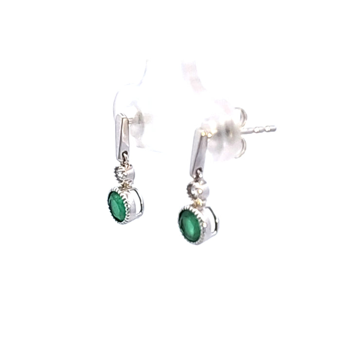 14KW Emerald and Diamond Drop Earrings