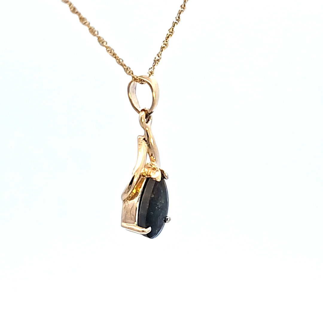 14KY Pear Ammolite Pendant