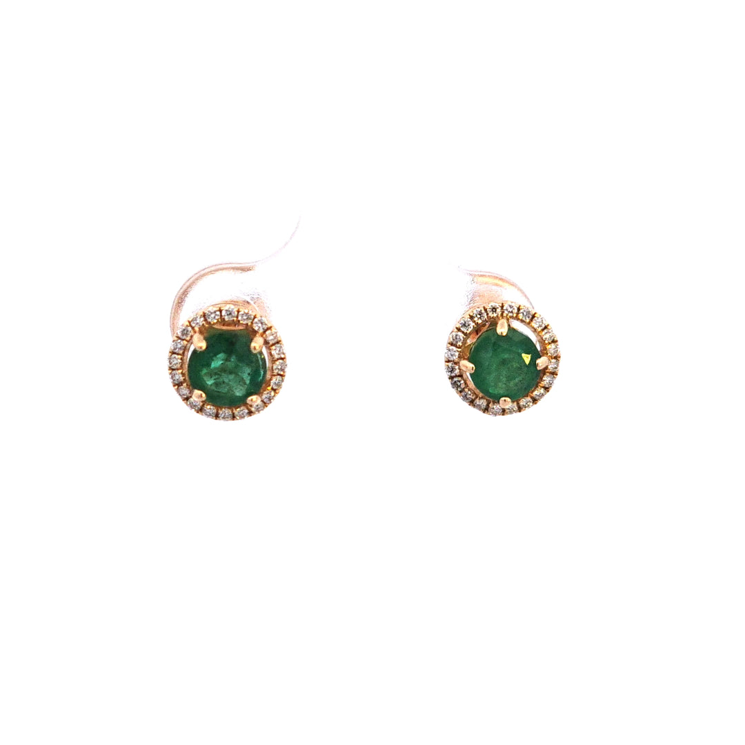 14KY Emerald and Diamond Earrings