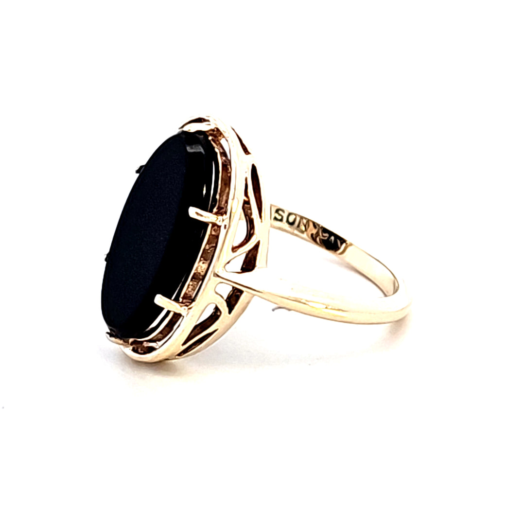 10KY Black Onyx Estate Ring