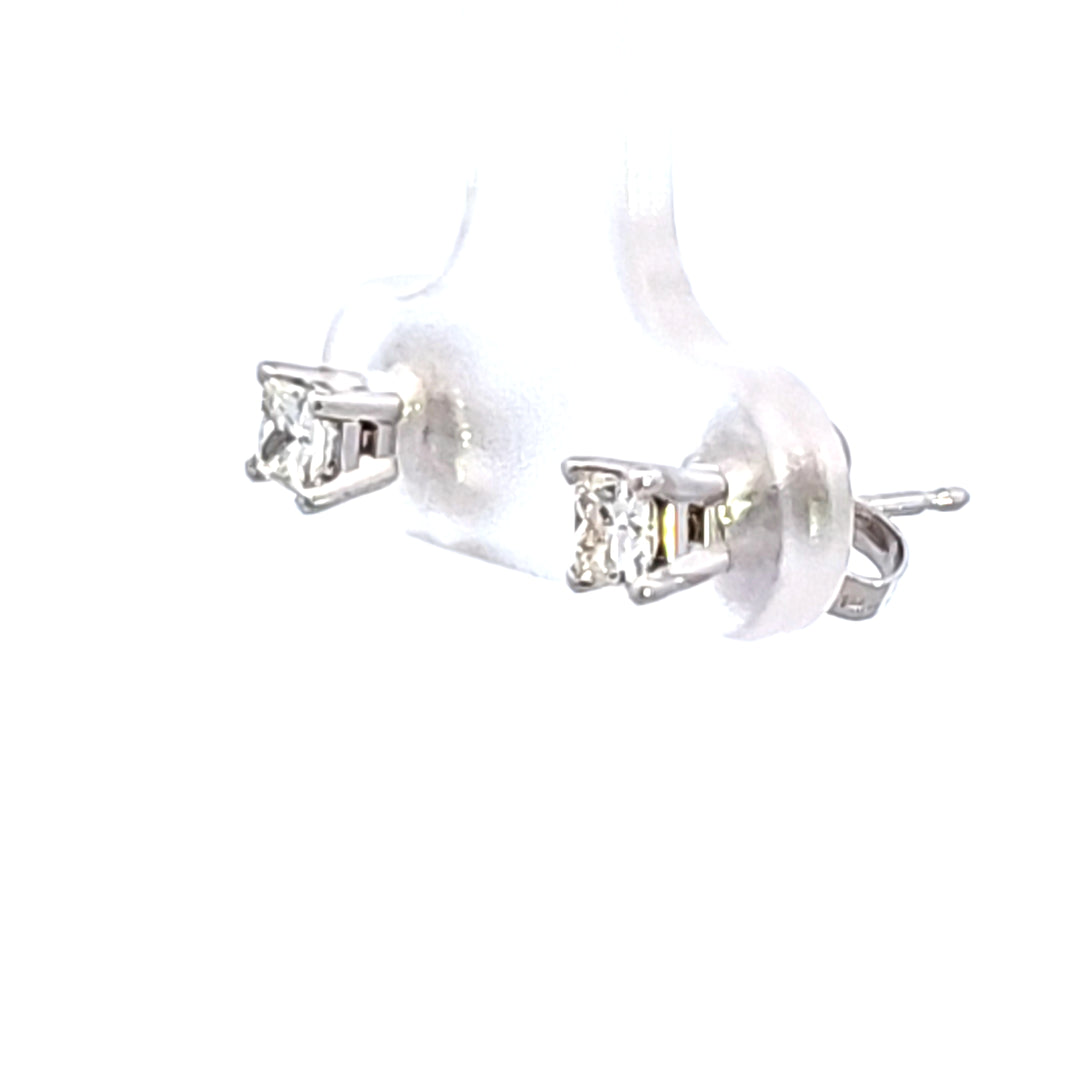 14KW 1/3 ctw Princess Cut Diamond Stud Earrings