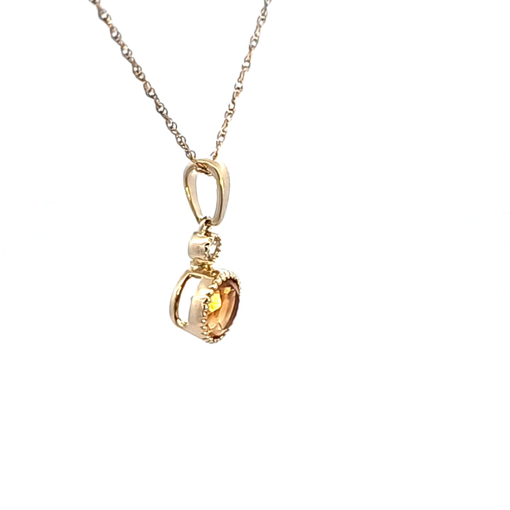 14KY Citrine and Diamond Pendant