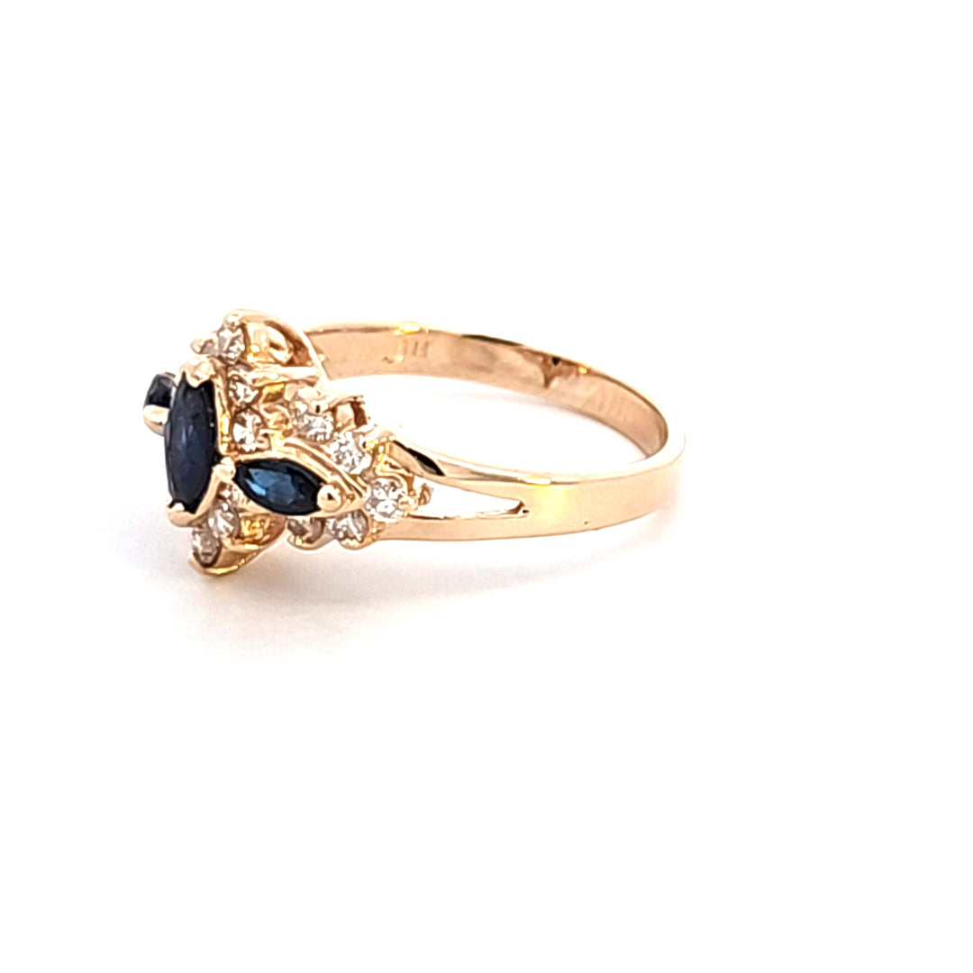 14KY Marquise Sapphire and Diamond Estate Ring