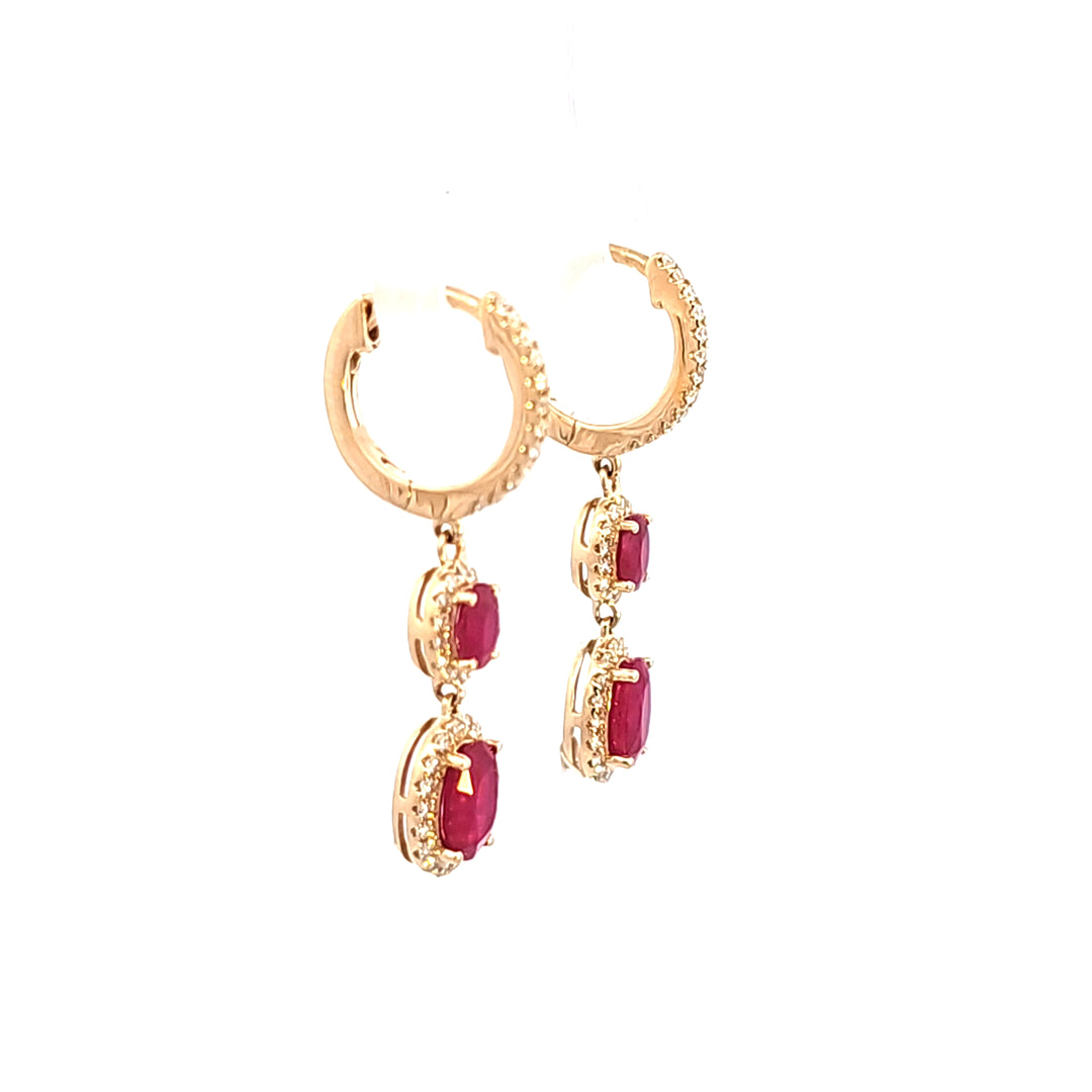 14KY Ruby and Diamond Earrings