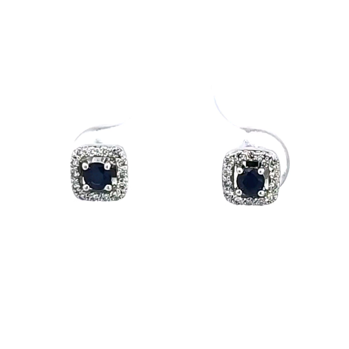 14KW Blue Sapphire and Diamond Earrings