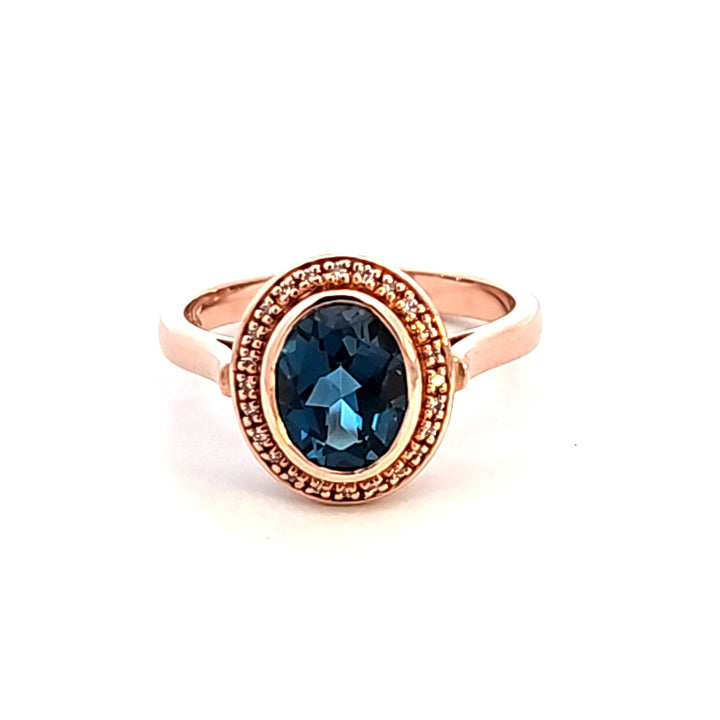 14KR Blue Topaz and Diamond Estate Ring