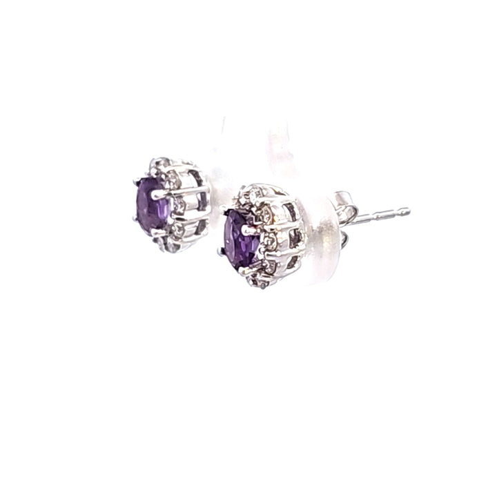 14KW Amethyst and Diamond Earrings