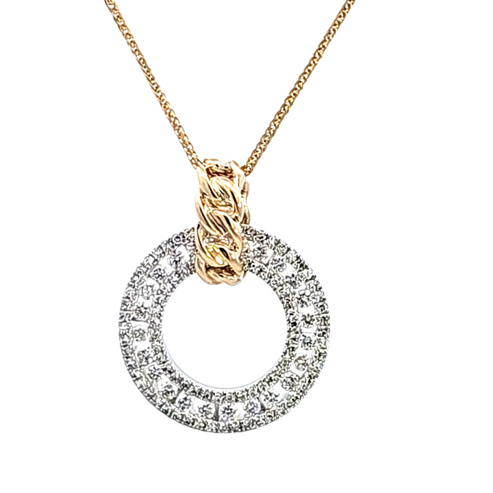 14KTT Diamond Circle Pendant