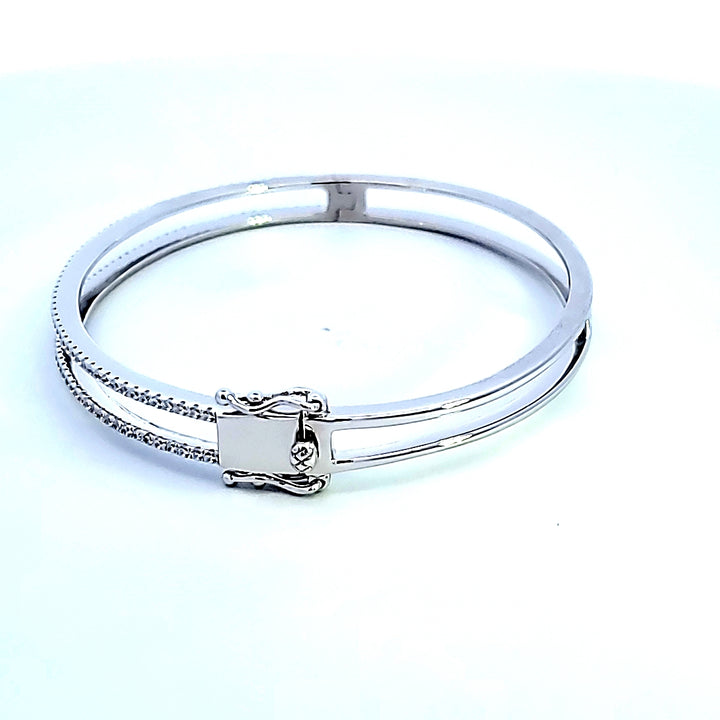 Sterling Silver Double Line Bangle Bracelet