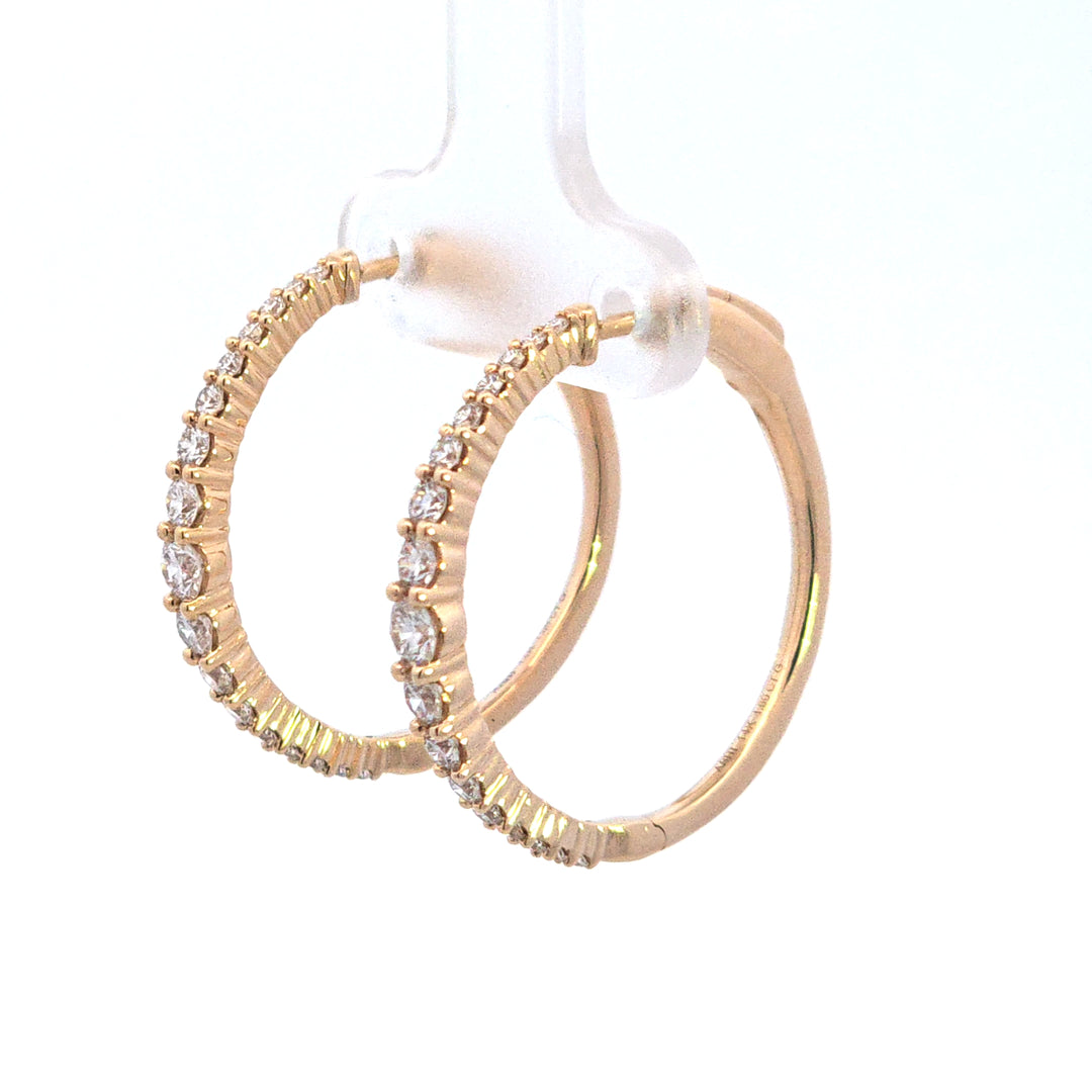 14KY 1ctw Graduated Diamond Hoop Earrings