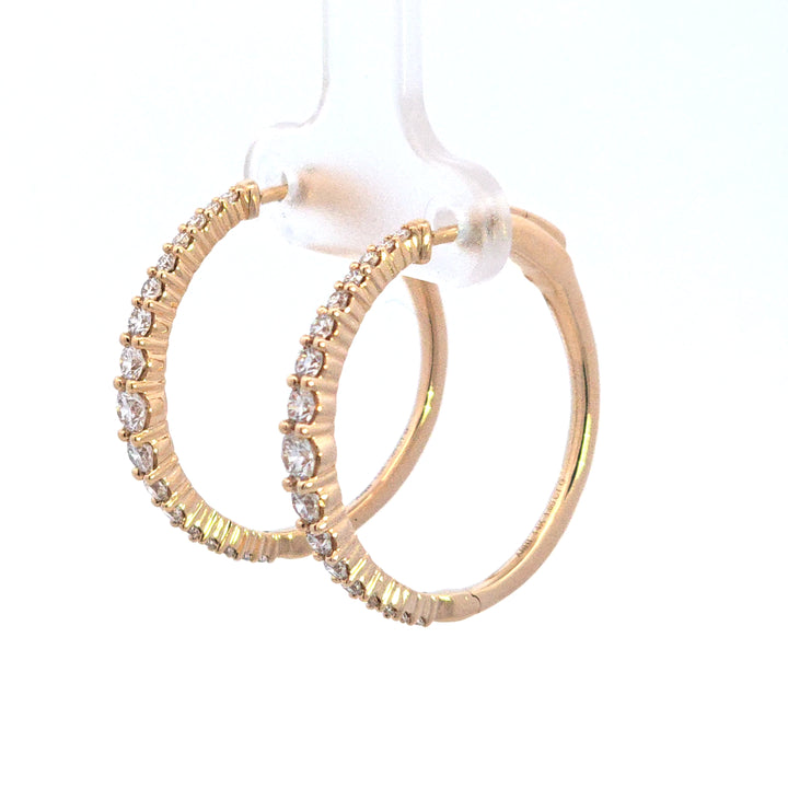 14KY 1ctw Graduated Diamond Hoop Earrings