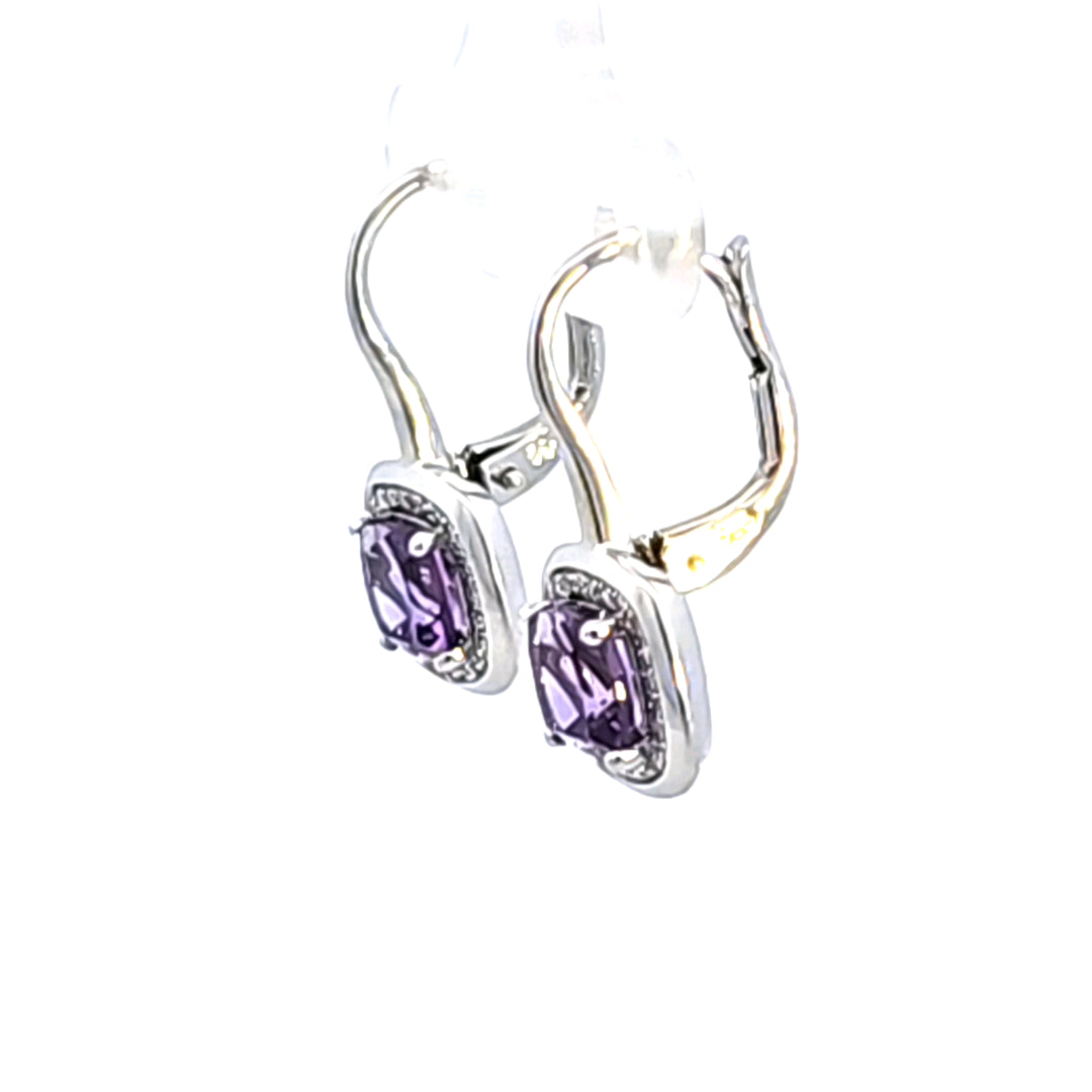 14KW Amethyst and Diamond Drop Earrings