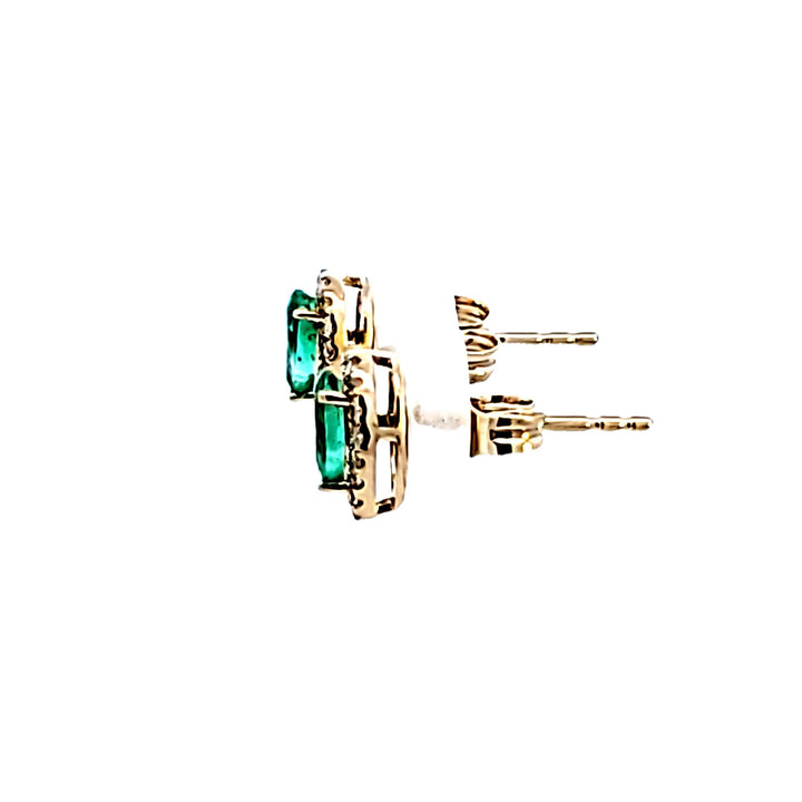 10KY Pear Emerald and Diamond Earrings