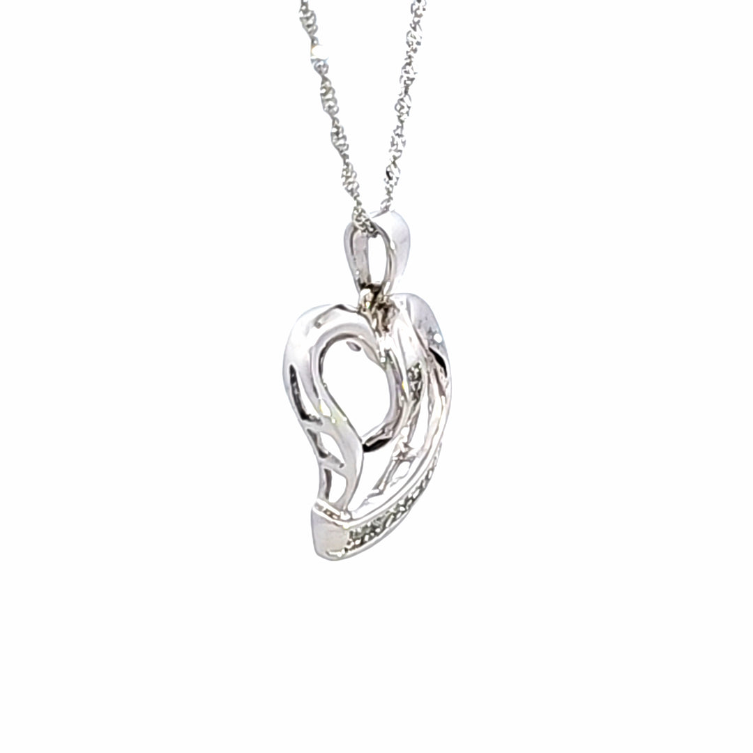 14KW Diamond Open Heart Pendant