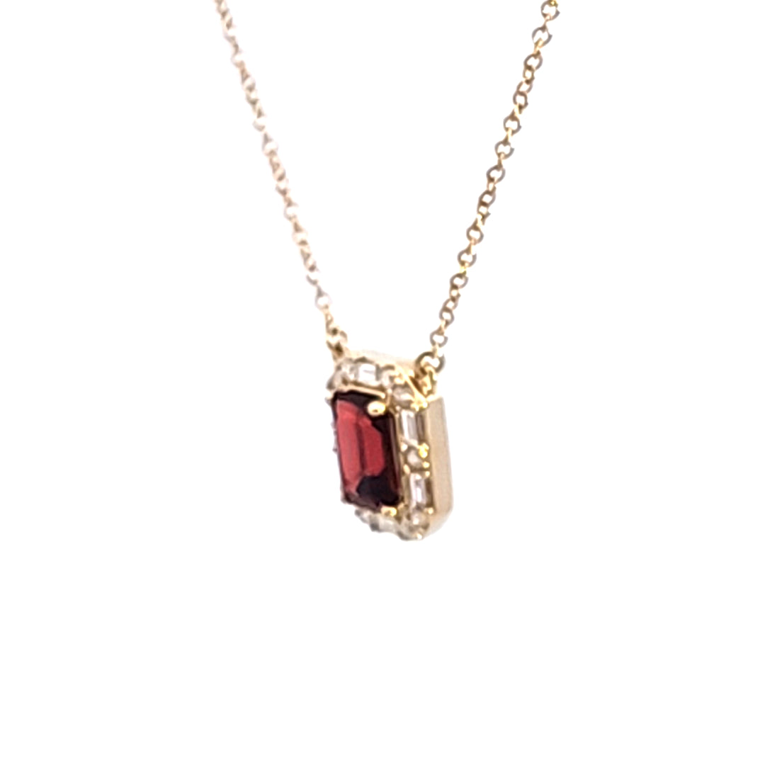 14KY Garnet and Diamond Pendant Necklace