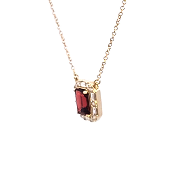 14KY Garnet and Diamond Pendant Necklace