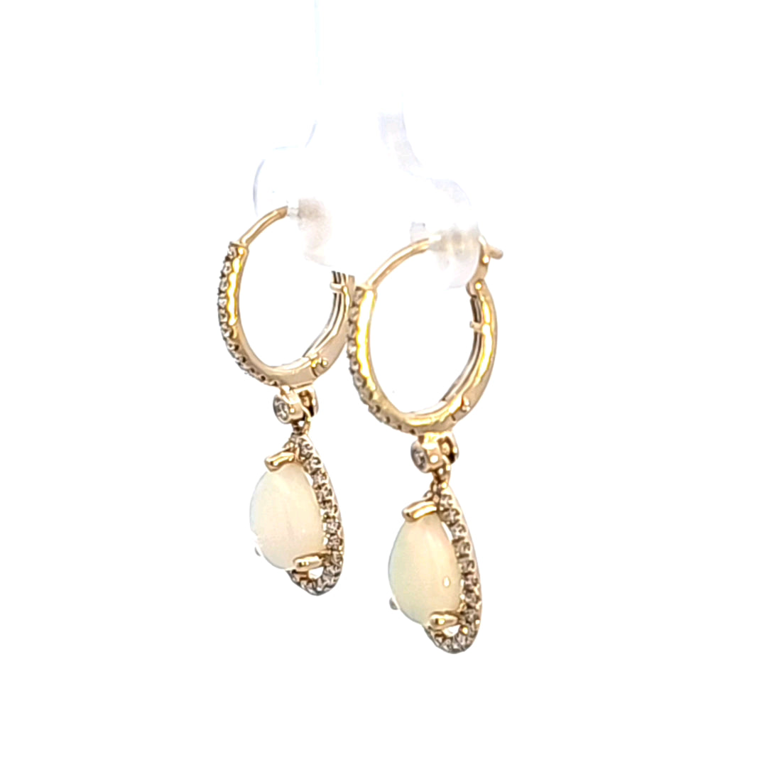 14KY Opal and Diamond Drop Earrings