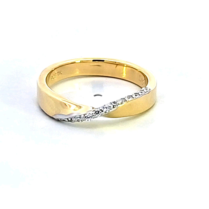 Sterling Silver Two-Tone Twist Pave Band