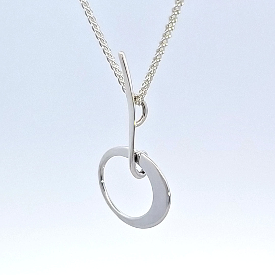 Sterling Silver Petite Elliptical Pendant Necklace