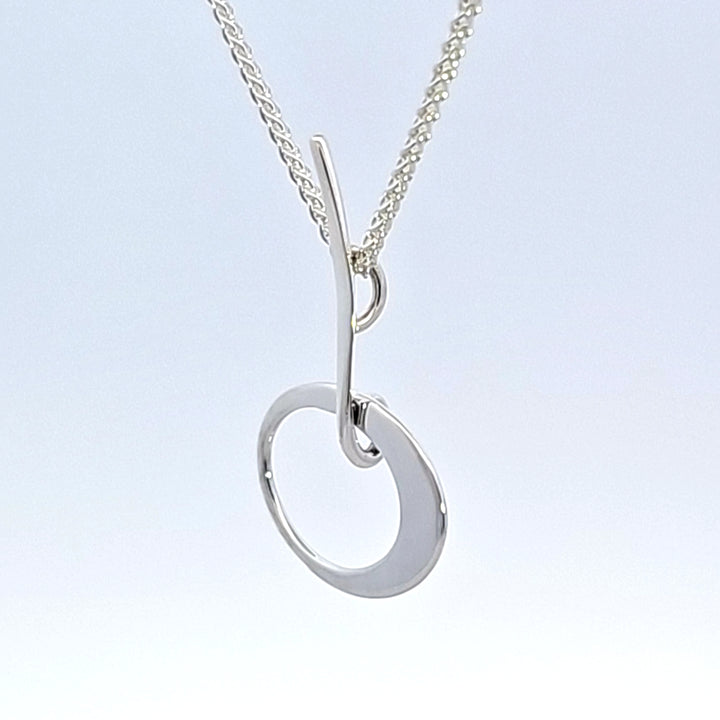 Sterling Silver Petite Elliptical Pendant Necklace