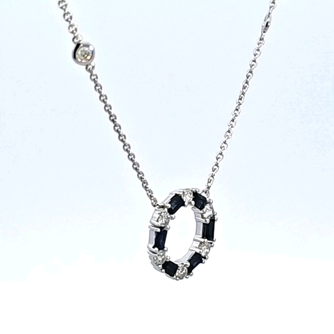 14KW Sapphire and Diamond Circle Necklace
