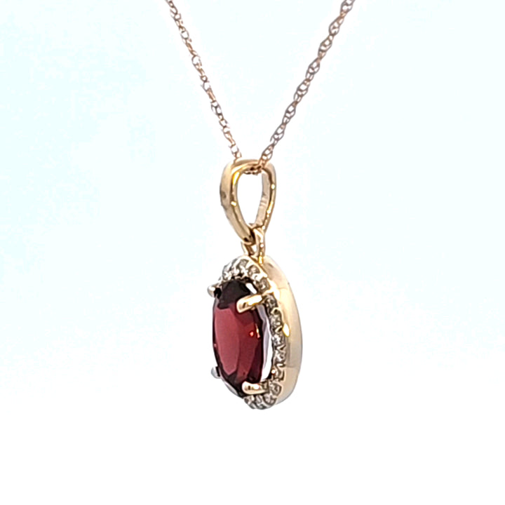 14KY Garnet and Diamond Pendant